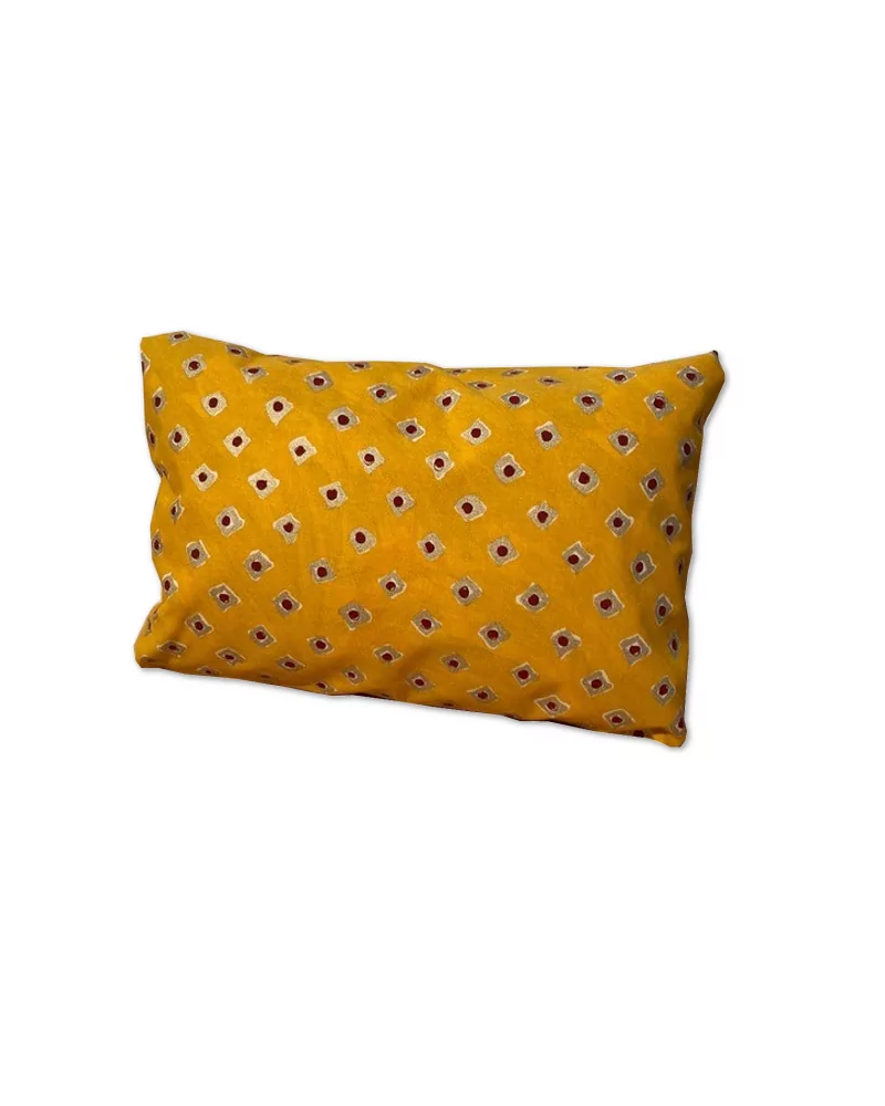 Kissen Überzug & Kissen Baumwolle - Indischer Sari mit goldige Vierecken auf gelb 30 x 50