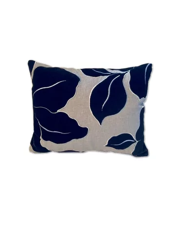 Edel Überzug & Kissen Samt - schwarzes Blatt 30 x 40 vorne