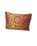 Edel Überzug & Kissen Viscose - hellgrüne Blume auf pink 30 x 50