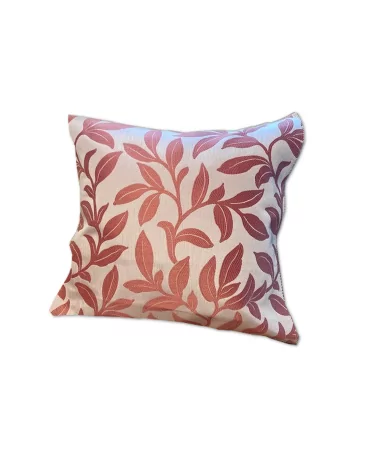 Baumwoll-Kissenbezug - rote Blätter auf weiss