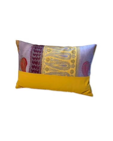 Baumwoll-Kissen - Indisch lila-gelb-orange Rückseite