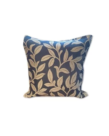 Viscose-Kissenbezug - goldene Blätter auf blauem Grund