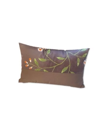 Edel-Set Überzug & Kissen Baumwolle - Blumen braun Rückseite