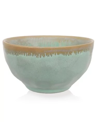 Stoneware Schale –Müslischale, Snackschale - Handgemacht - Türkis Seitlich