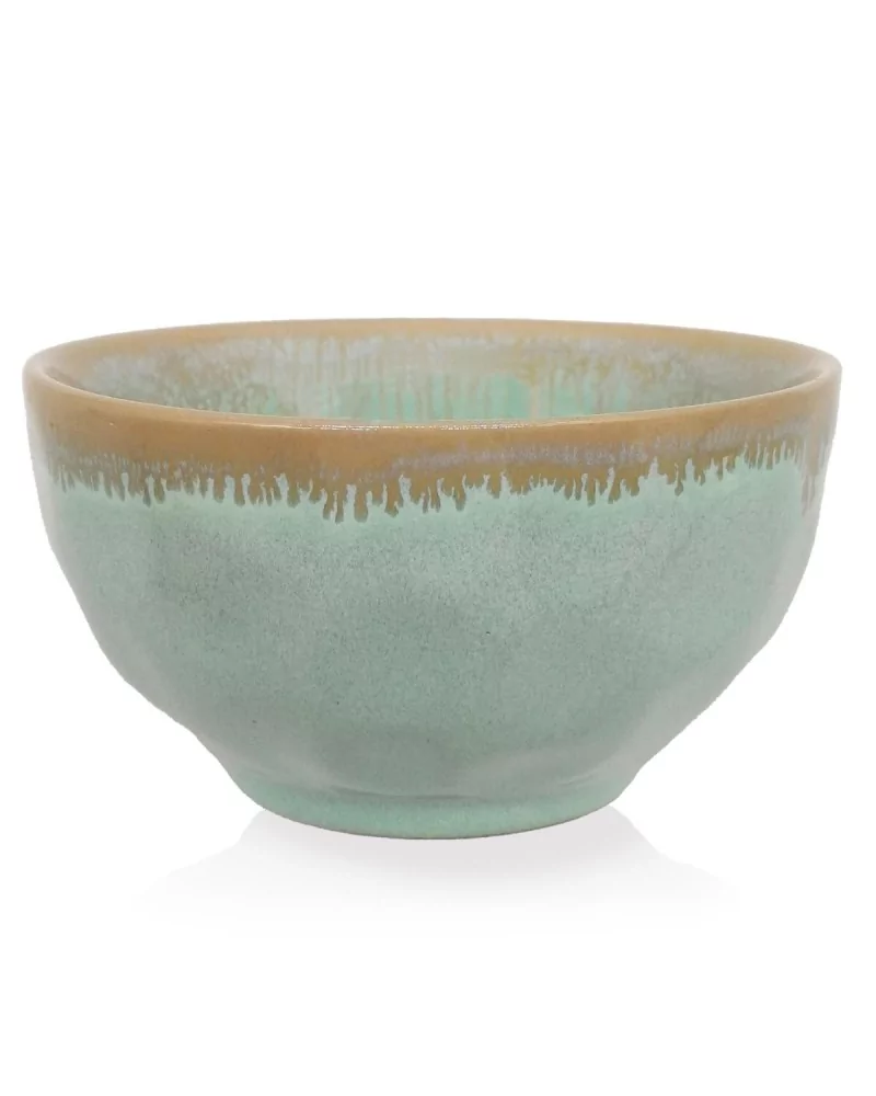 Stoneware Schale –Müslischale, Snackschale - Handgemacht - Türkis Seitlich