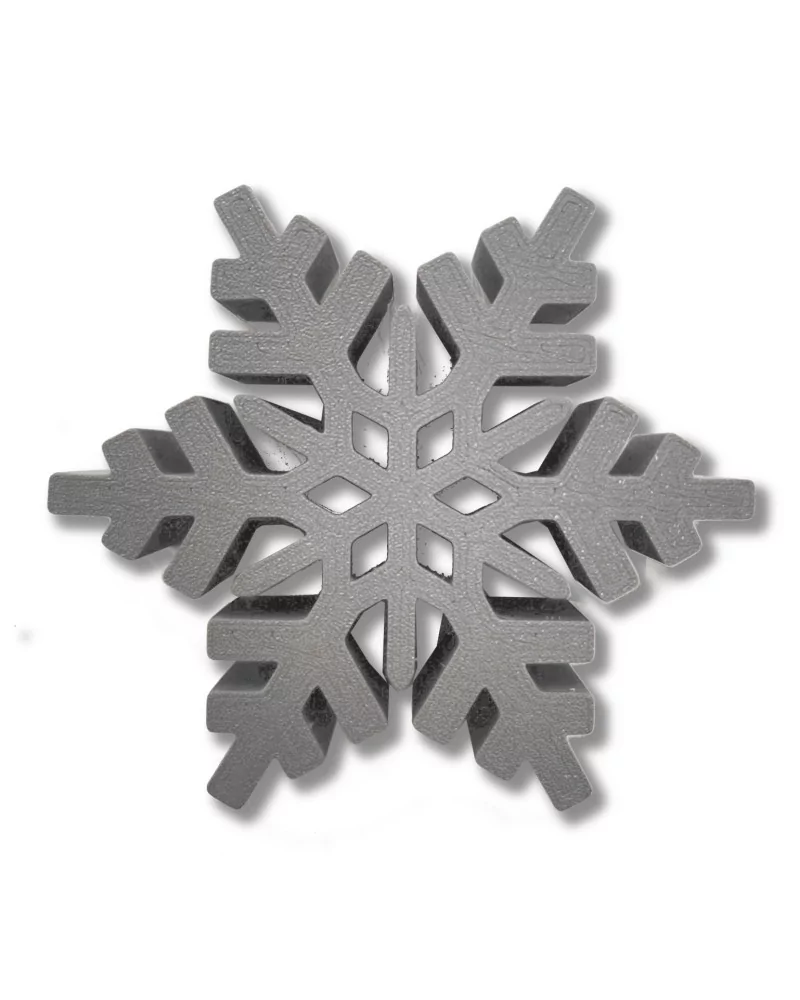 3D-Schneeflocke weiss 2 cm dick als Dekor, Hinsteller & Untersetzer grau