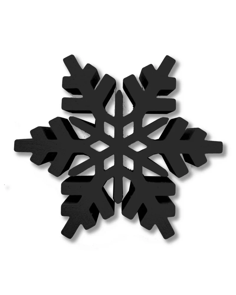 3D-Schneeflocke weiss 2 cm dick als Dekor, Hinsteller & Untersetzer schwarz
