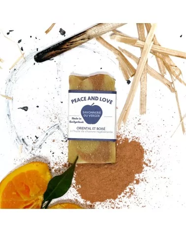 Peace And Love Hand- & Duschseife - Naturseife mit Hanföl & Bienenwachs vegan - mit Deko