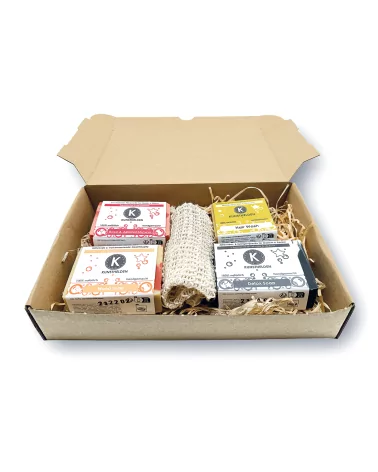 Geschenkset Naturseife-Set 'Haar bis Fuss' & Sisalsäckli in Box