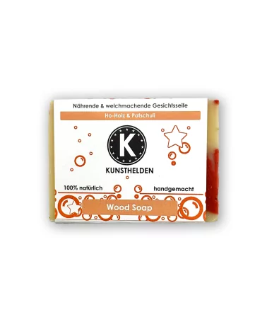 Geschenkset Weihnachten Gesichtsseife mit Ho-Holz & Patschuli & Baumschmuck-Herz - Seife verpackt in Bandrolle