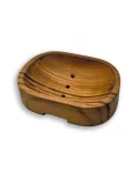 Ovale Seifenschale aus reclaimed Teak-Wurzelholz Fair-Trade - Bild ohne Seife