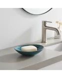 Seifenschale Ton rund azur blau neben Lavabo 2