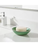 Seifenschale Ton rund mint-grün neben Lavabo