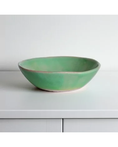 Seifenschale Ton rund mint-grün auf Regal als Schale