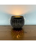 Teelicht & Goldlicht - Teelichtschale Ball gelocht anthrazit-gold 12 cm leuchtend