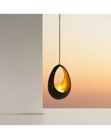 Teelicht-Hänger & Goldlicht - Teelichtschale Drop bronze-gold 18 cm - Teelicht im Sonnenuntergang