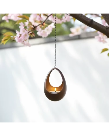 Teelicht-Hänger & Goldlicht - Teelichtschale Drop bronze-gold 18 cm - Teelicht im Sommer am Baum