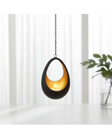 Teelicht-Hänger & Goldlicht - Teelichtschale Drop bronze-gold 18 cm