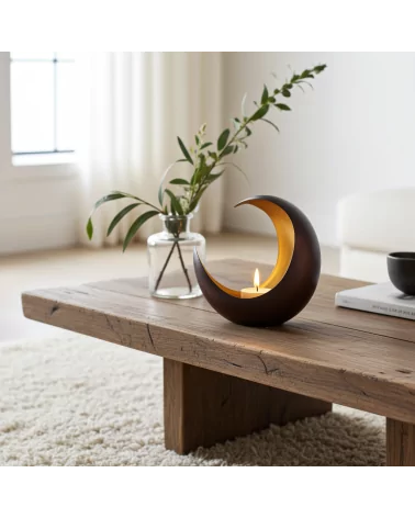 Teelicht & Goldlicht - Teelichschale Luna bronze-gold 15 cm - Teelicht auf Tisch neben Dekor