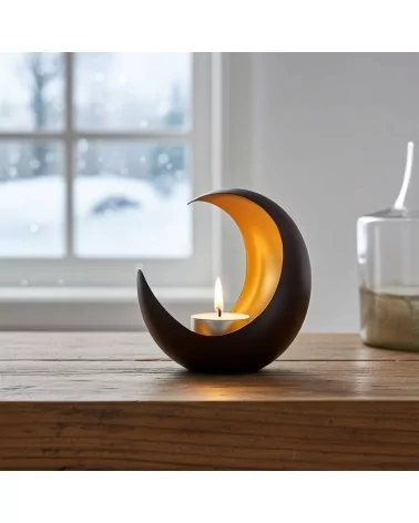 Teelicht & Goldlicht - Teelichschale Luna bronze-gold 15 cm - Teelicht auf Tisch neben Dekor - Teelicht neben Glasflasche