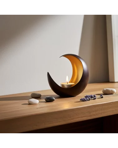 Teelicht & Goldlicht - Teelichschale Luna bronze-gold 15 cm - Teelicht auf Balkon mit Stein-Dekor