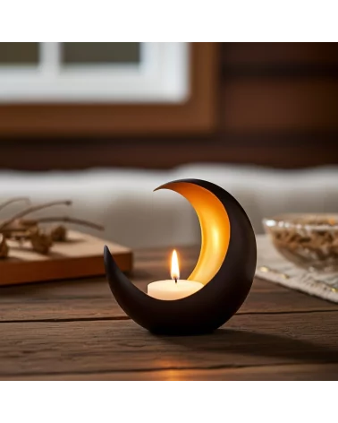 Teelicht & Goldlicht - Teelichschale Luna bronze-gold 15 cm - Teelicht mit Tannendekor