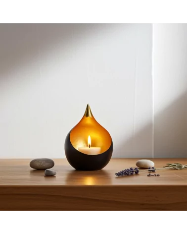 Teelicht & Goldlicht - Teelichschale Bola bronze-gold 15 cm - neben Stein-Dekor