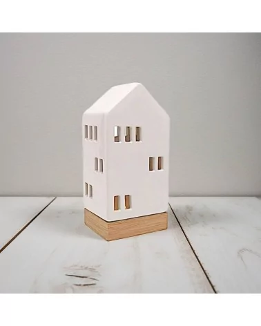 Lichthaus - Teelicht Haus - Dekoration Weihnachten - weiss-glänzend - 22,5 cm