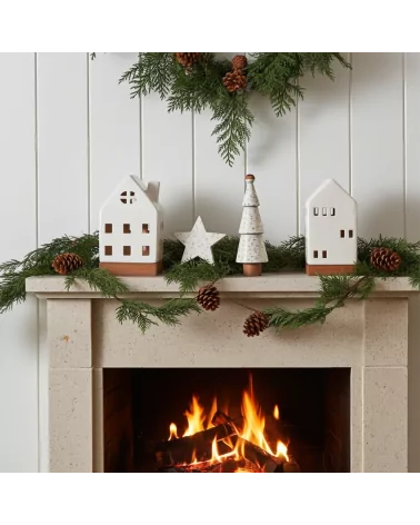 Set Weihnachten - Teelicht Haus, Stern, Baum - Dekoration in weiss/gold als Weihnachtsdekor