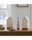 Lichthaus - Teelicht Haus - Dekoration Weihnachten - weiss-glänzend - 17.7 cm im Set
