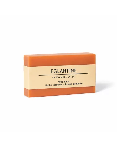 Hand- & Duschseife mit Bio-Karité-Butter vegan - Eglantine (Wildrose) - mit Verpackung
