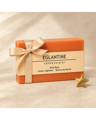 Hand- & Duschseife mit Bio-Karité-Butter vegan - Eglantine (Wildrose) - als Geschenk