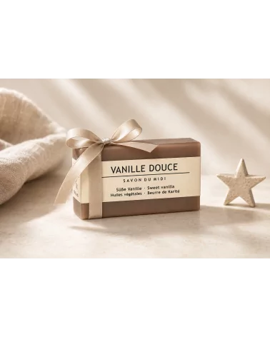 Hand- & Duschseife mit Bio-Karité-Butter vegan - Vanille Douce (Süsse Vanille) - als Geschenk