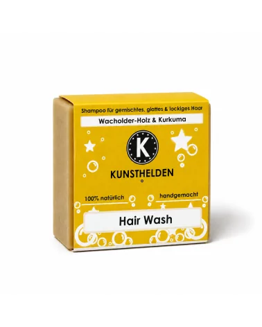 Haarseife, festes Shampoo mit Wachholder & Kurkuma - Naturseife Hair Wash - mit Verpackung