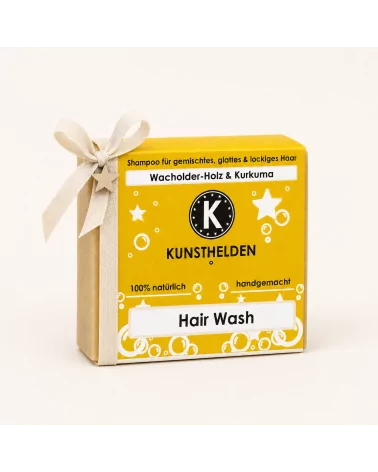 Haarseife, festes Shampoo mit Wachholder & Kurkuma - Naturseife Hair Wash - als Geschenk