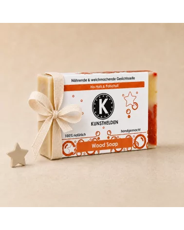 Gesichtsseife mit Ho-Holz & Patschuli - Naturseife Wood Soap als Geschenk