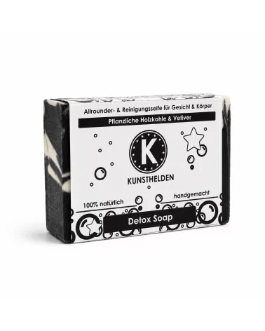 Allrounder - & Reinigungseife Gesicht & Körper mit Kohle - Naturseife Detox Soap - mit Verpackung