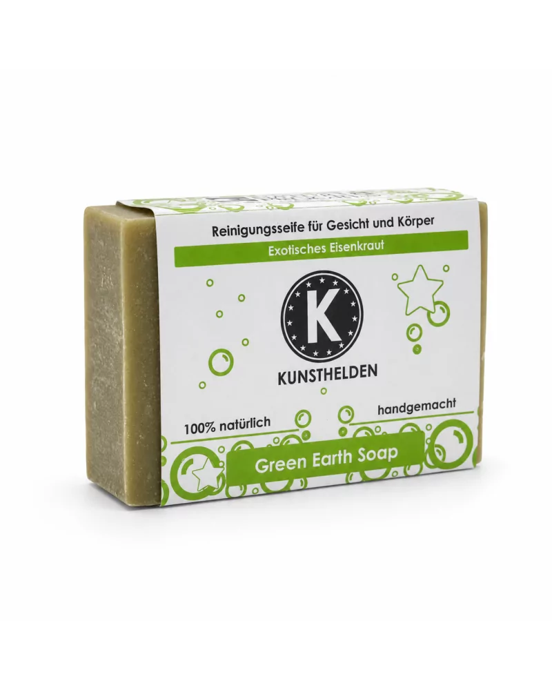 Gesicht - & Duschseife mit Eisenkraut & grüner Ton - Naturseife Green Earth Soap - mit Verpackung Gesicht - & Duschseife mit Eisenkraut & grüner Ton - Naturseife Green Earth Soap - mit Verpackung