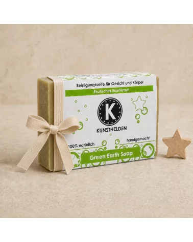 Gesicht - & Duschseife mit Eisenkraut & grüner Ton - Naturseife Green Earth Soap - als Geschenk