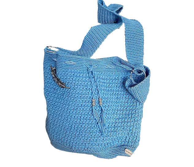 Illustration gehäckelte Umhänge-Tasche handgemacht aus der Schweiz